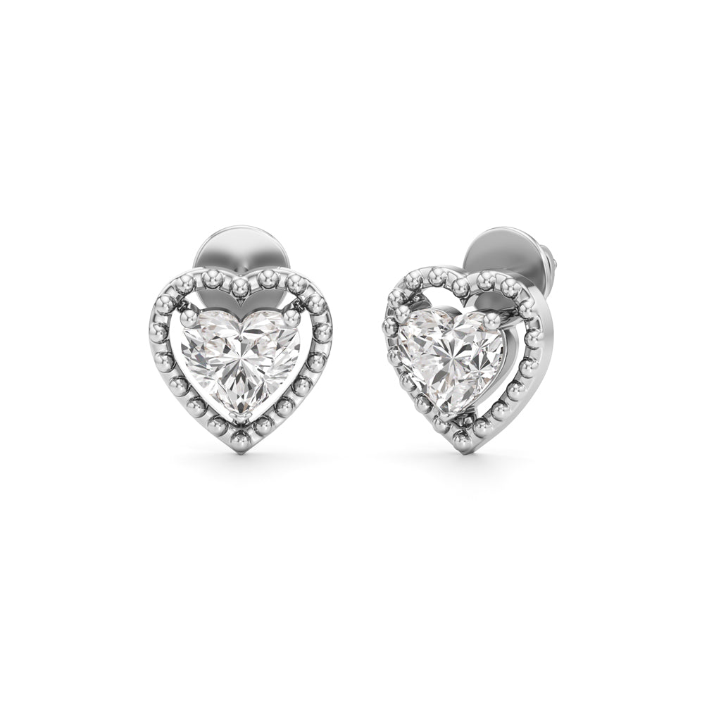 150Ct Heart Shape Solitaire Studs Earrings