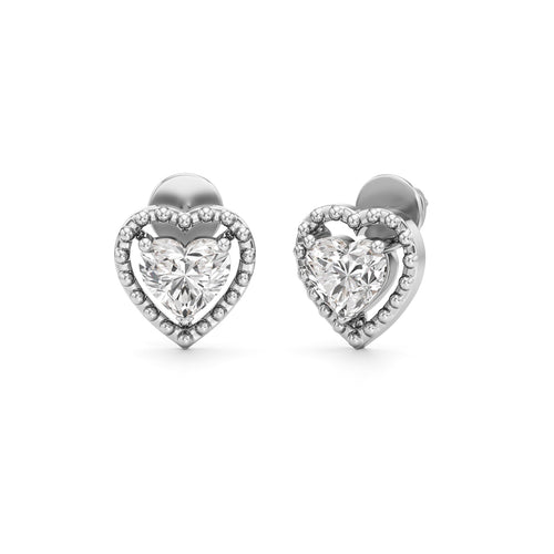 150Ct Heart Shape Solitaire Studs Earrings