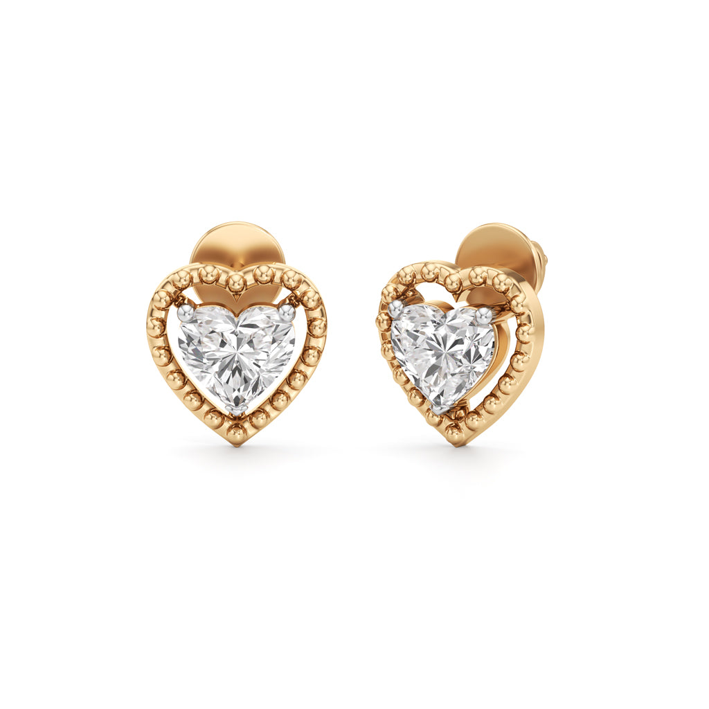 150Ct Heart Shape Solitaire Studs Earrings