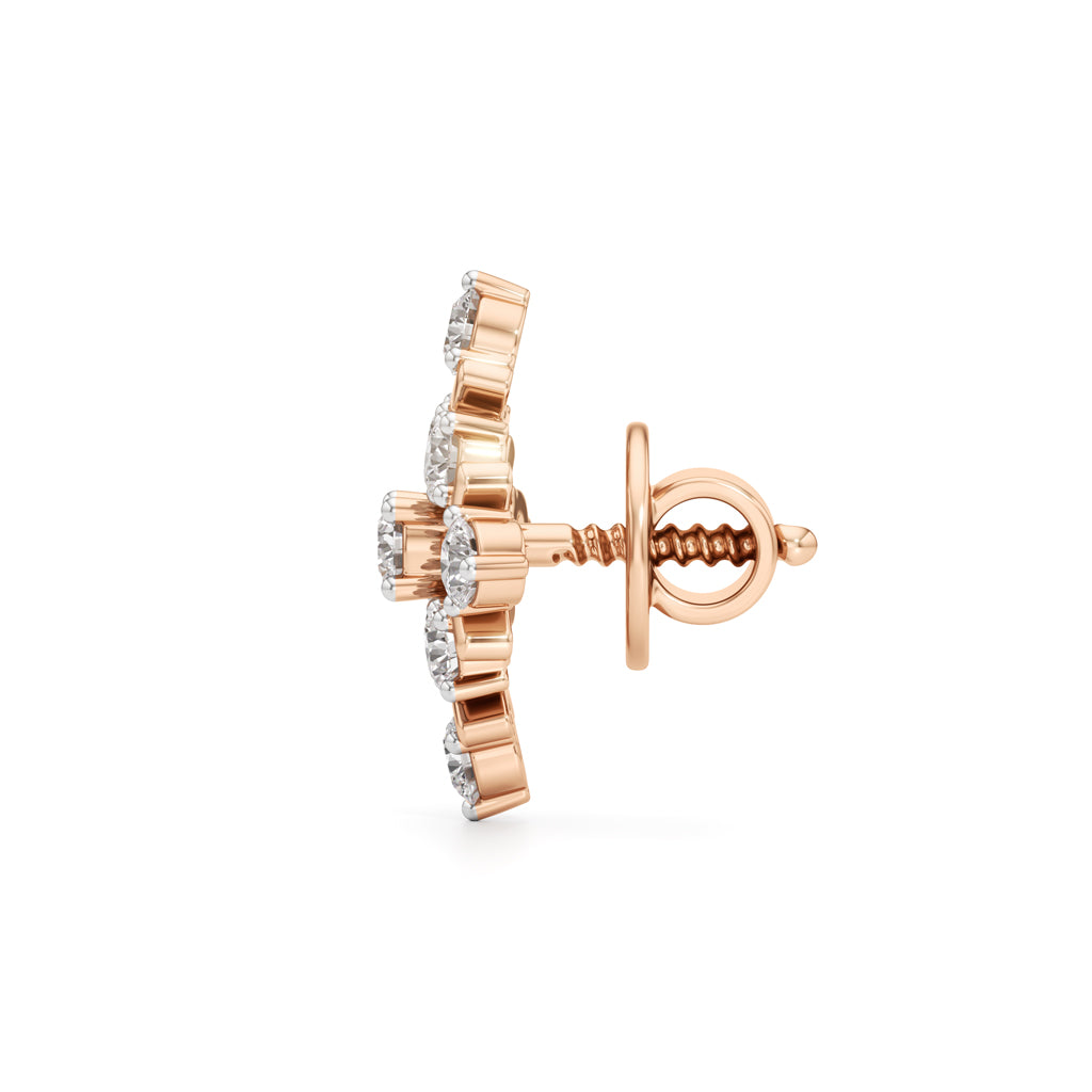 075Ct Round Shape Fancy Studs Earrings