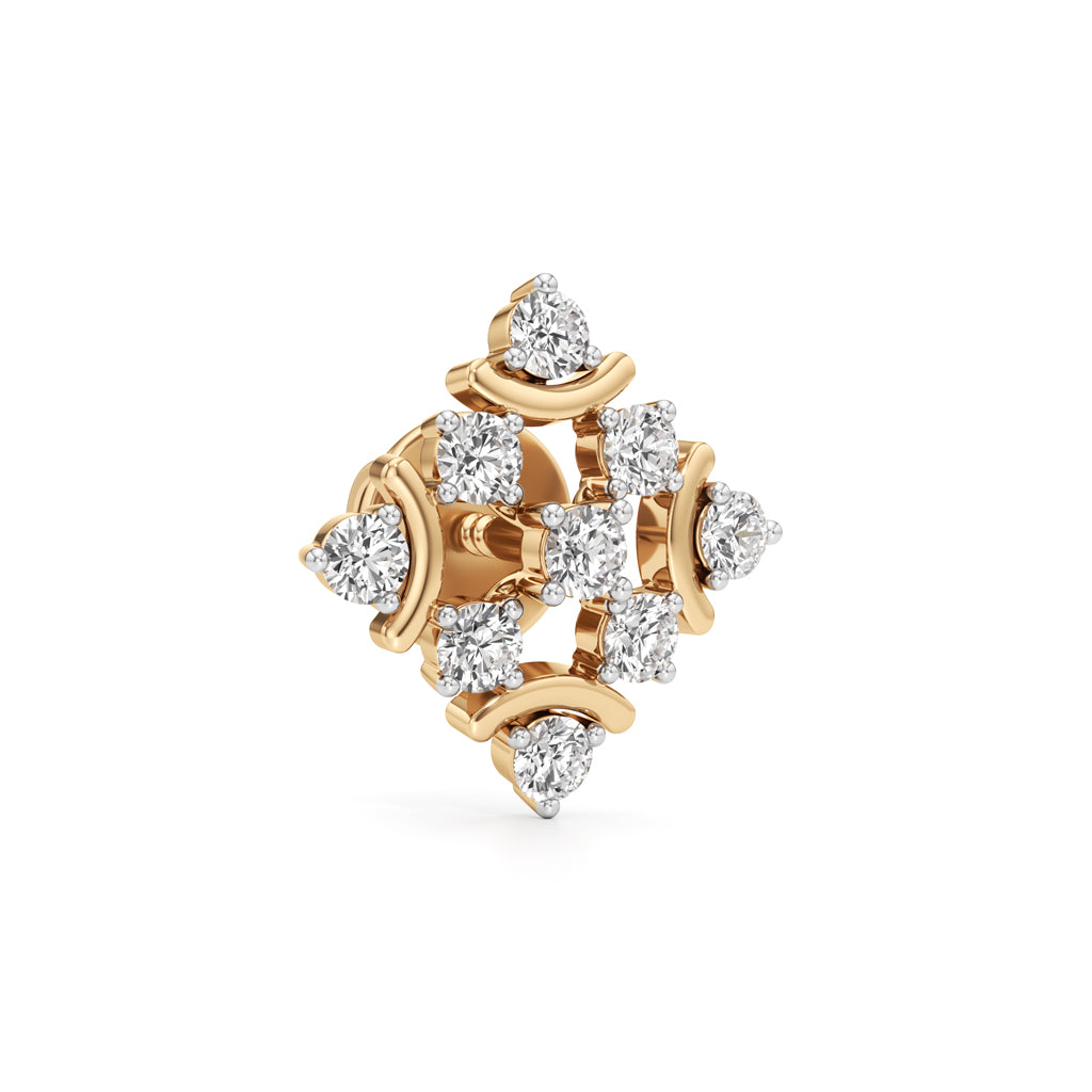 075Ct Round Shape Fancy Studs Earrings