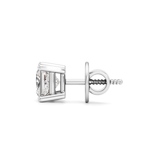1Ct Princess Shape Solitaire Studs Earrings