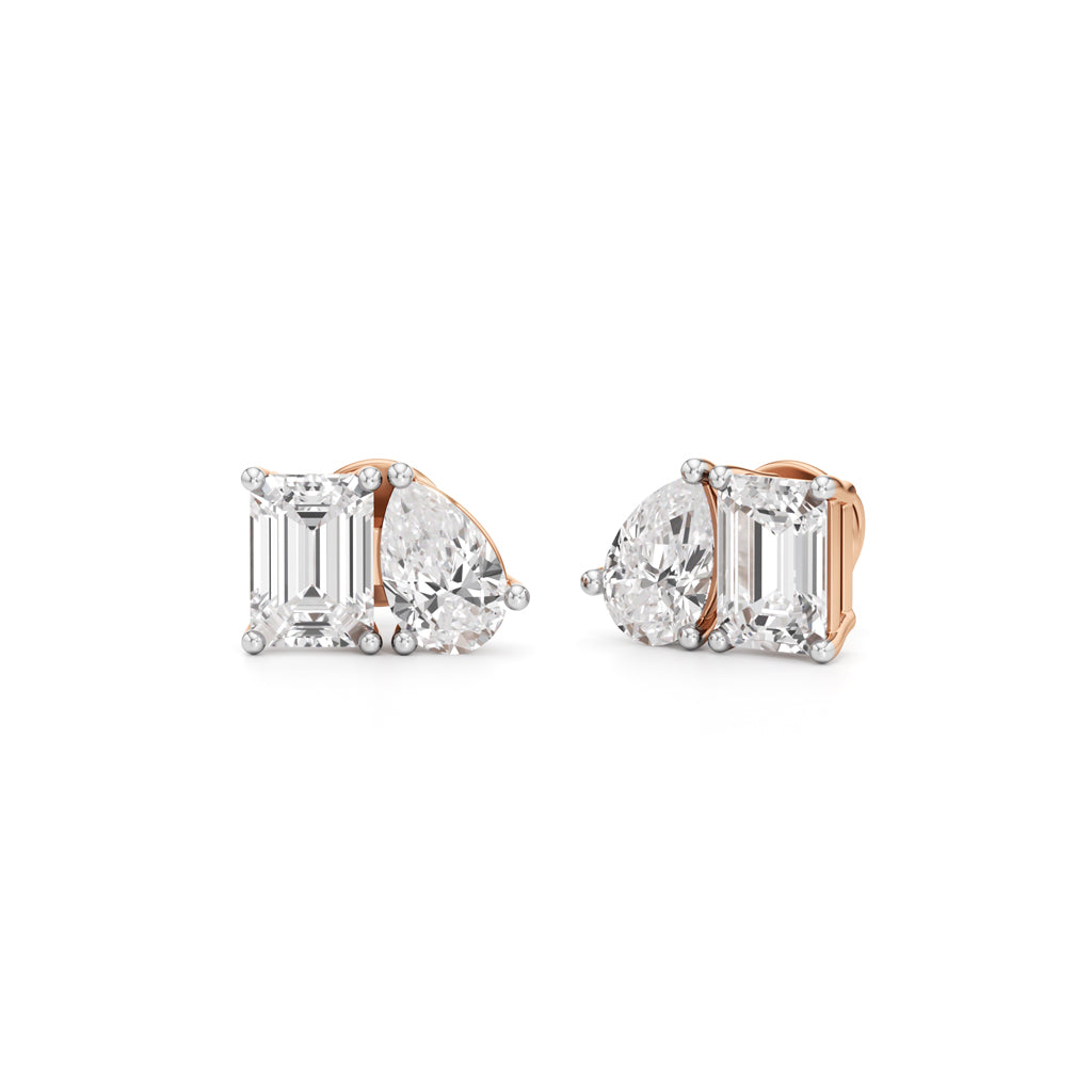 45Ct Emerald ShapeSolitaire Studs Earrings