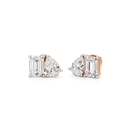45Ct Emerald ShapeSolitaire Studs Earrings