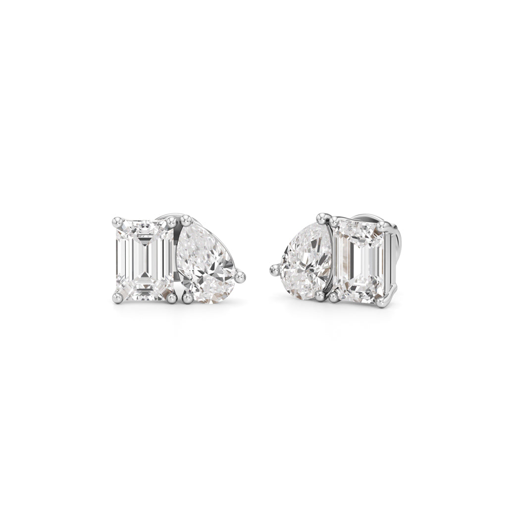 45Ct Emerald ShapeSolitaire Studs Earrings