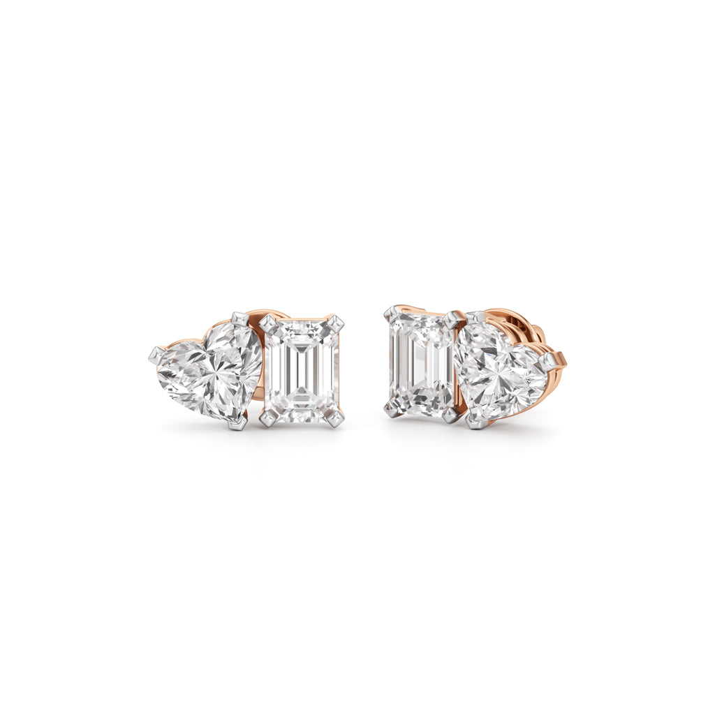 5Ct Emerald ShapeSolitaire Studs Earrings