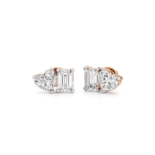 5Ct Emerald ShapeSolitaire Studs Earrings