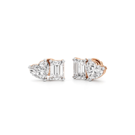 5Ct Emerald ShapeSolitaire Studs Earrings
