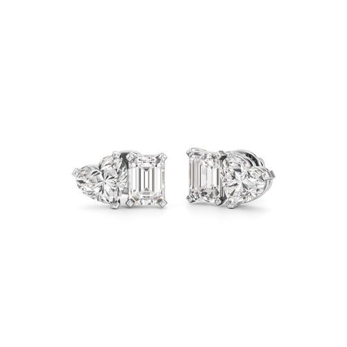 5Ct Emerald ShapeSolitaire Studs Earrings