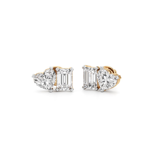 5Ct Emerald ShapeSolitaire Studs Earrings