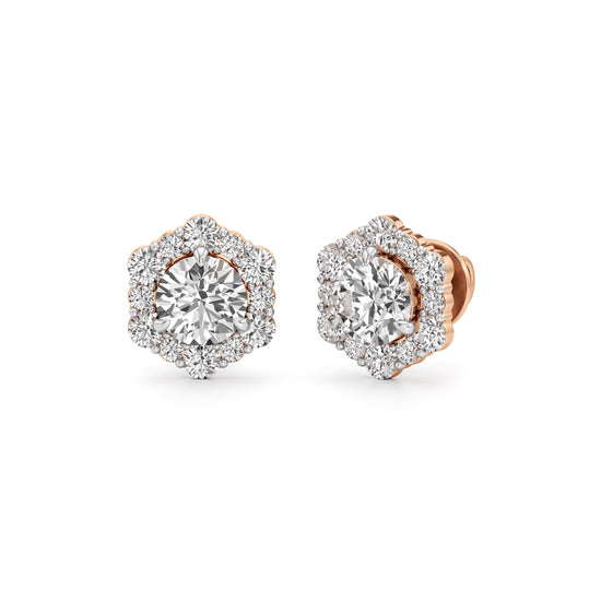 175Ct Round Shape Halo Studs Earrings