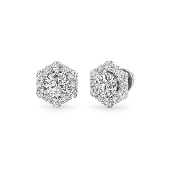 175Ct Round Shape Halo Studs Earrings