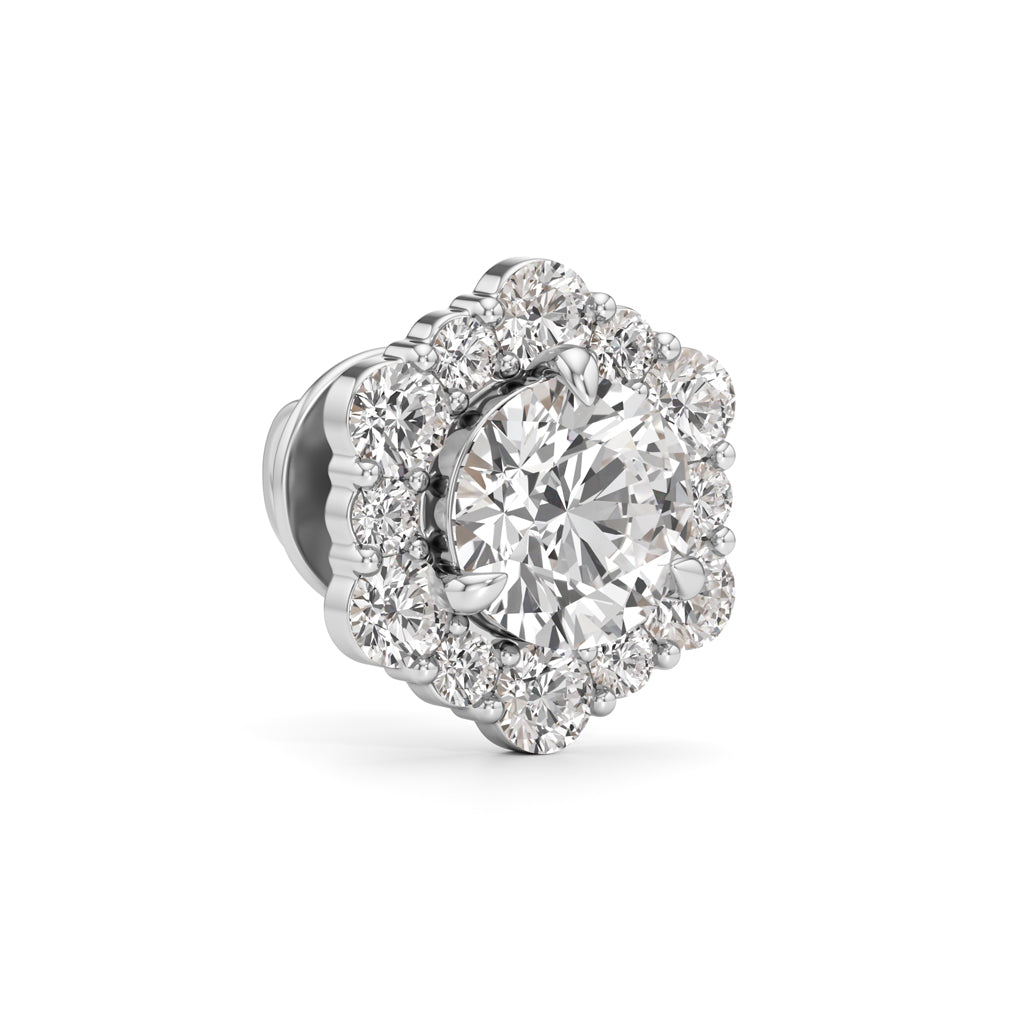 175Ct Round Shape Halo Studs Earrings