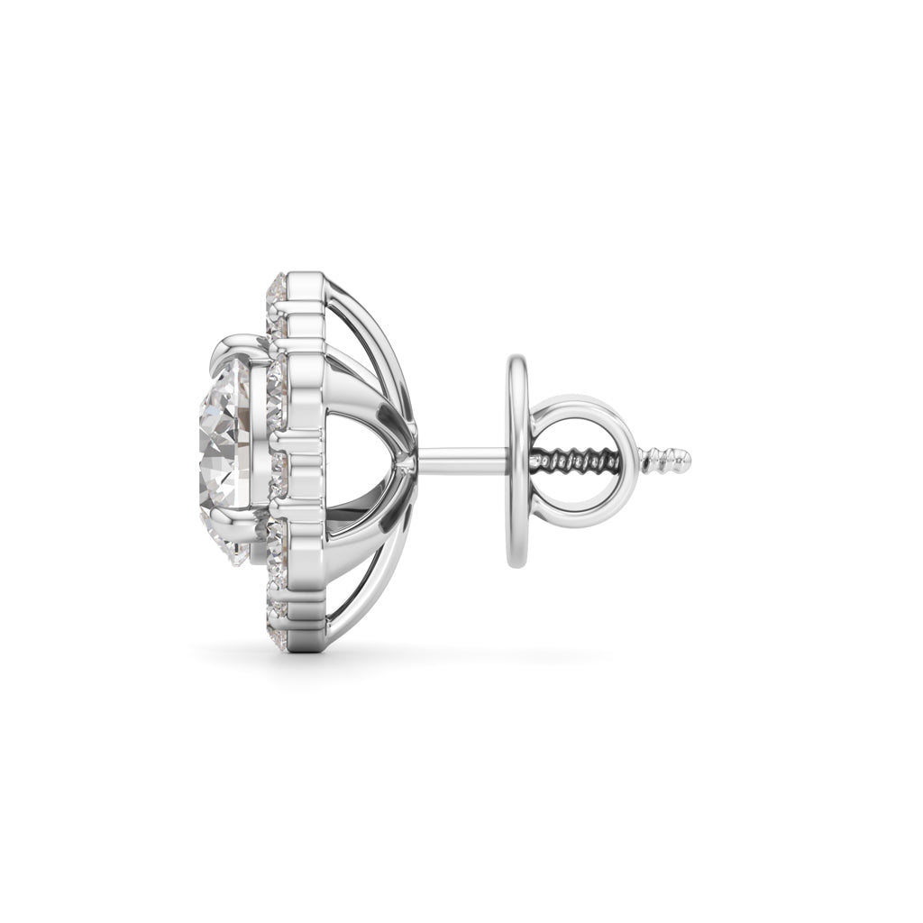 175Ct Round Shape Halo Studs Earrings