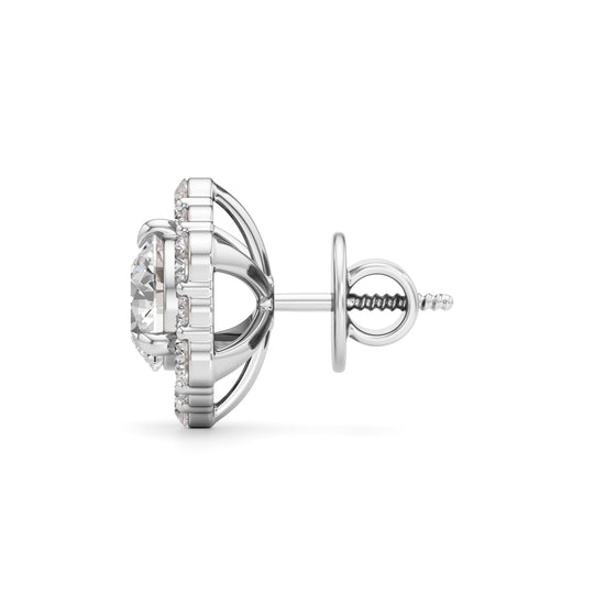 175Ct Round Shape Halo Studs Earrings