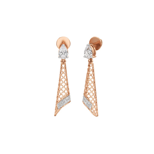 Pear Diamond Drop Earrings with Lattice and Pave Accents