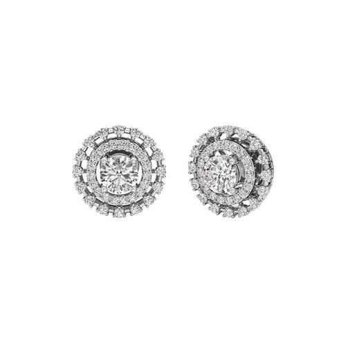 225Ct Round ShapeHalo Studs Earrings