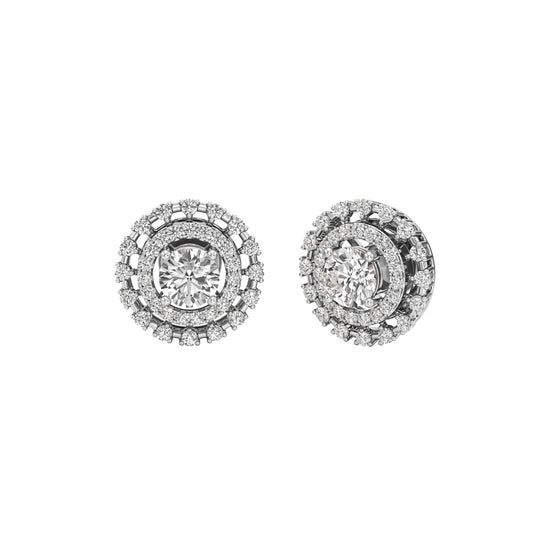 225Ct Round ShapeHalo Studs Earrings