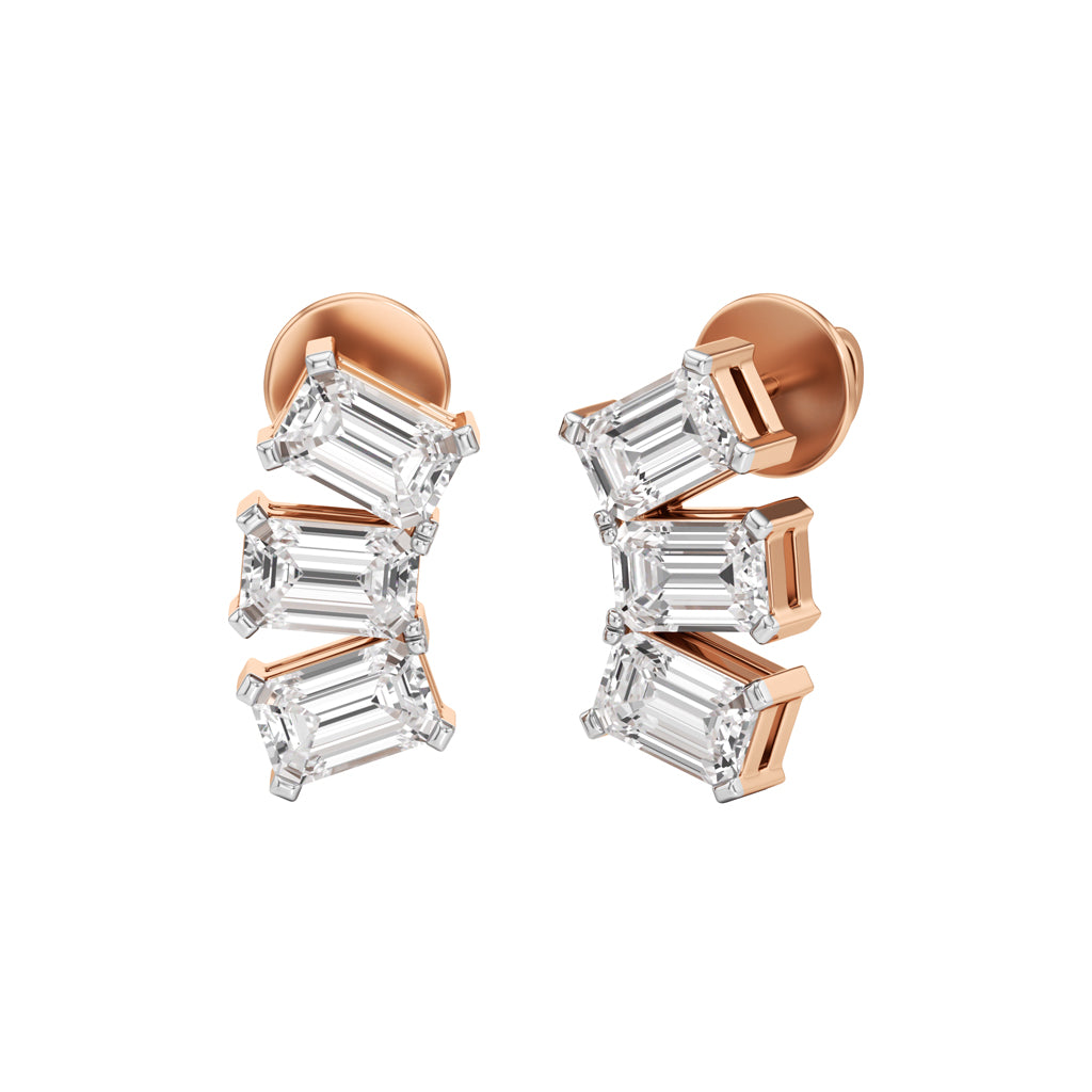 3Ct Emerald ShapeFancy Studs Earrings