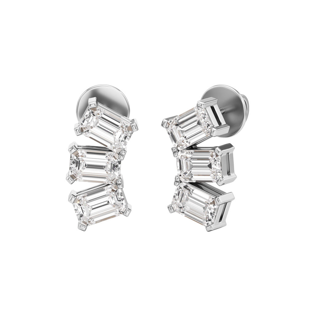 3Ct Emerald ShapeFancy Studs Earrings