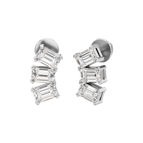 3Ct Emerald ShapeFancy Studs Earrings