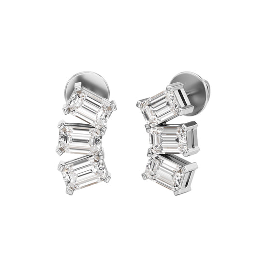 3Ct Emerald ShapeFancy Studs Earrings
