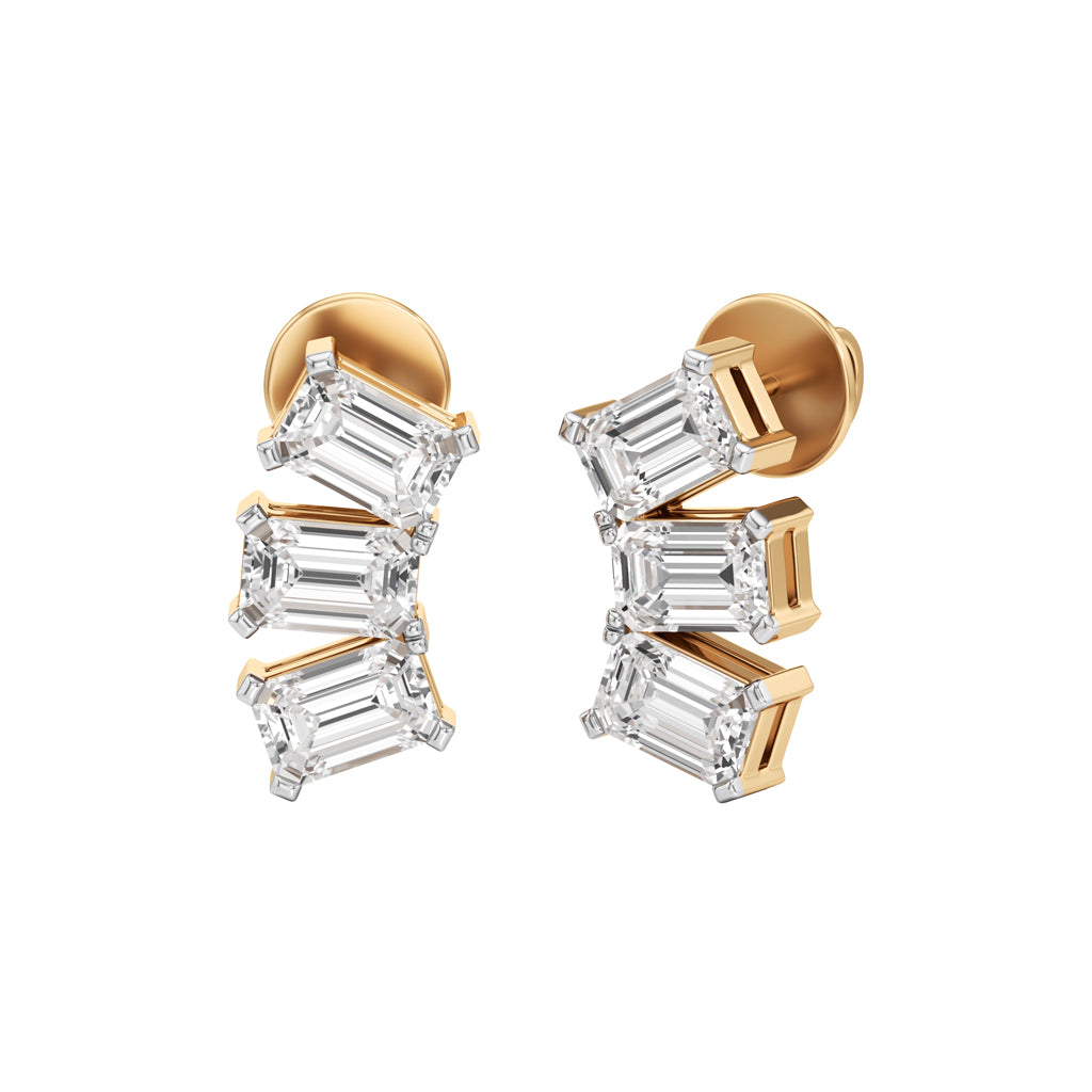 3Ct Emerald ShapeFancy Studs Earrings