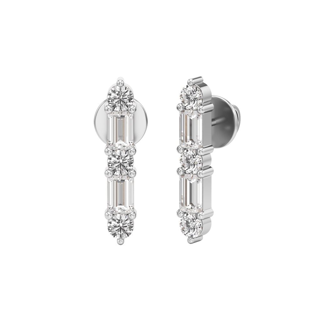 125Ct Emerald Shape Fancy Studs Earrings