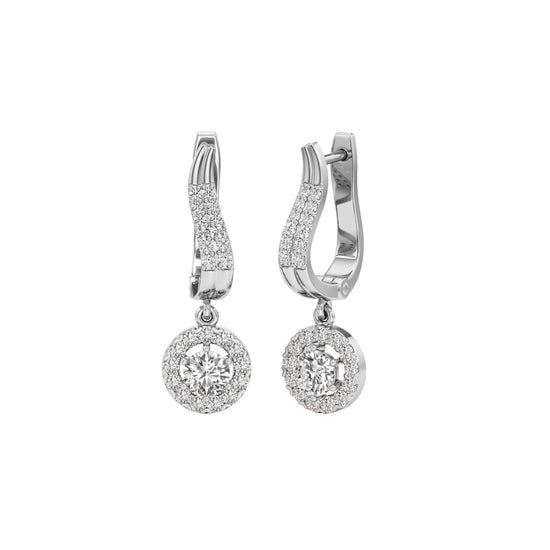 1Ct Round Shape Dangles Earrings