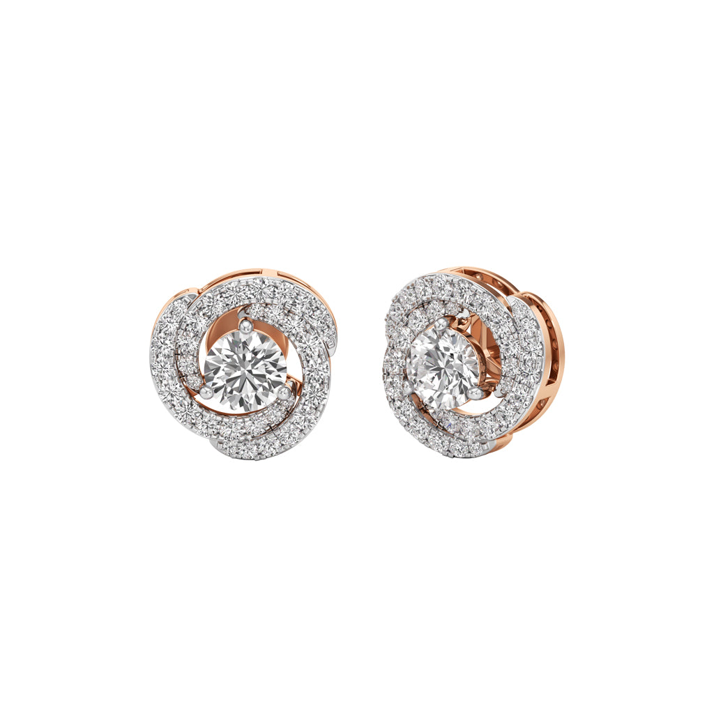 225Ct Round Shape Halo Studs Earrings