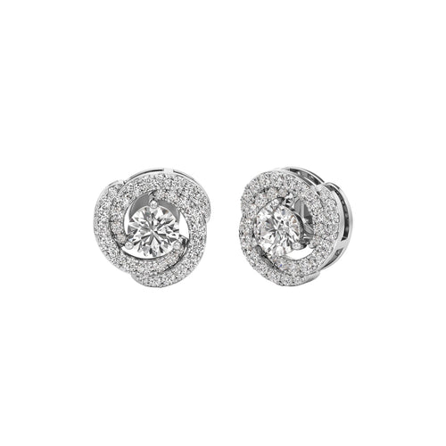 225Ct Round Shape Halo Studs Earrings