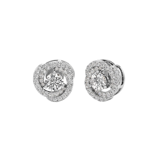 225Ct Round Shape Halo Studs Earrings