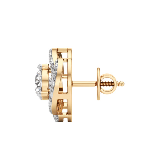 225Ct Round Shape Halo Studs Earrings