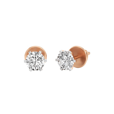 1Ct Round Shape Solitaire Studs Earrings