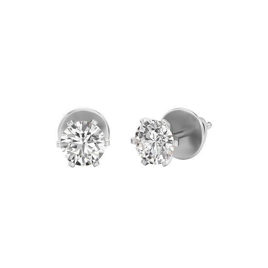 1Ct Round Shape Solitaire Studs Earrings