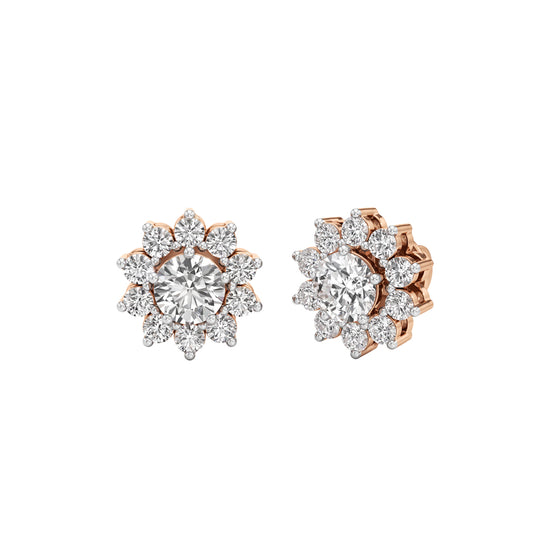 25Ct Round Shape Halo Studs Earrings