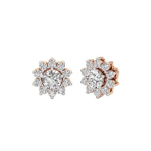 25Ct Round Shape Halo Studs Earrings