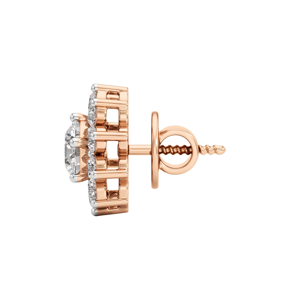 25Ct Round Shape Halo Studs Earrings