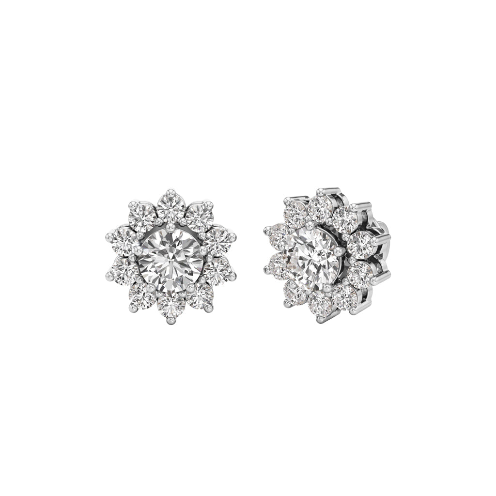 25Ct Round Shape Halo Studs Earrings
