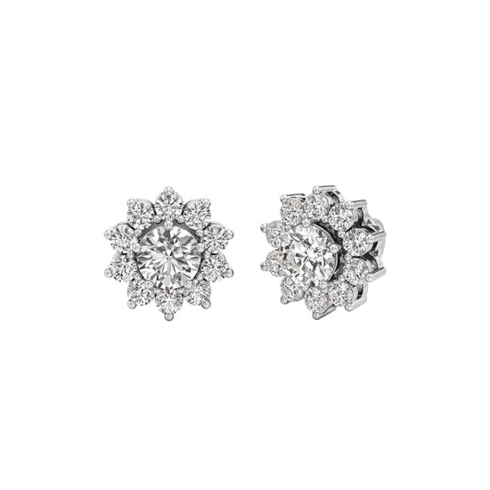 25Ct Round Shape Halo Studs Earrings