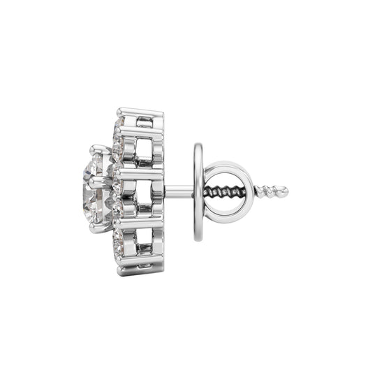 25Ct Round Shape Halo Studs Earrings