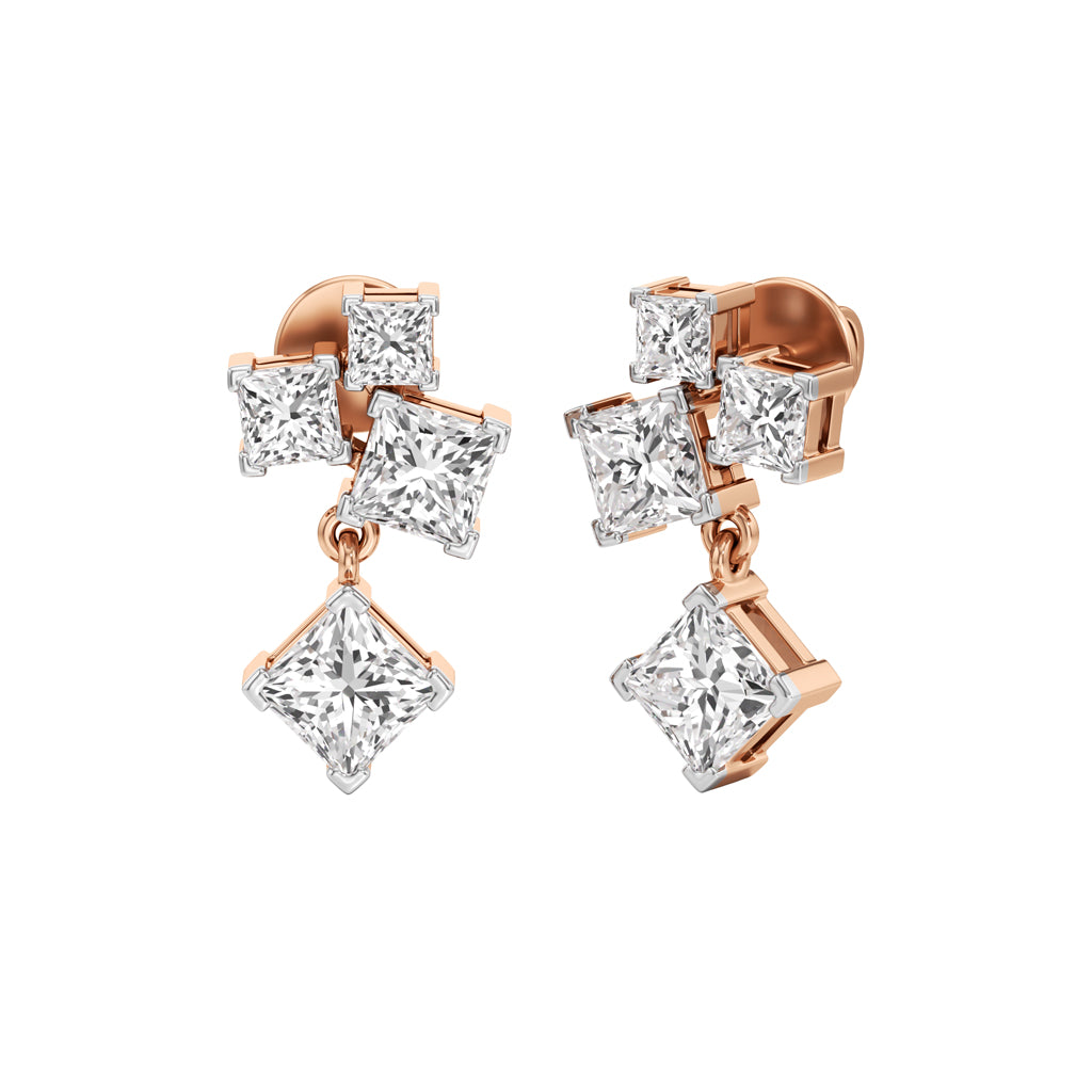 325Ct Princess Shape Fancy Studs Earrings