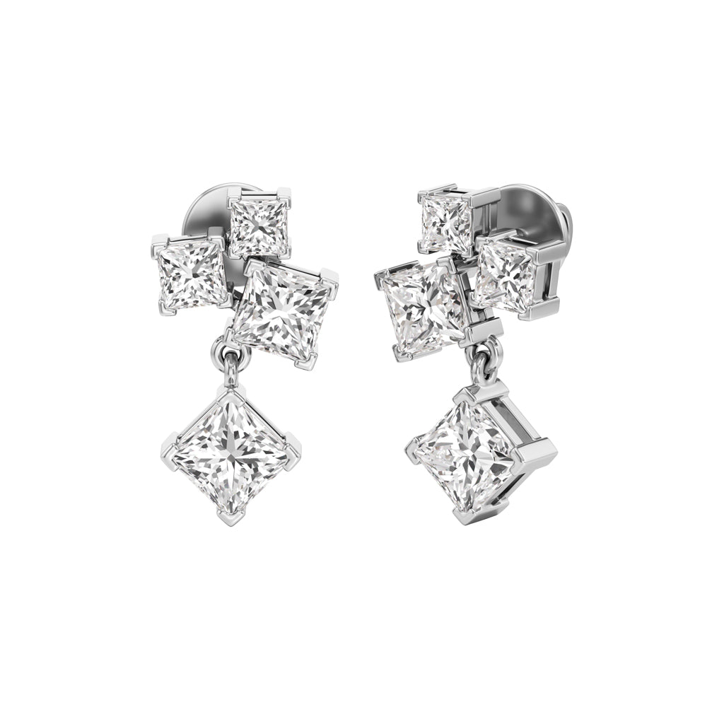 325Ct Princess Shape Fancy Studs Earrings