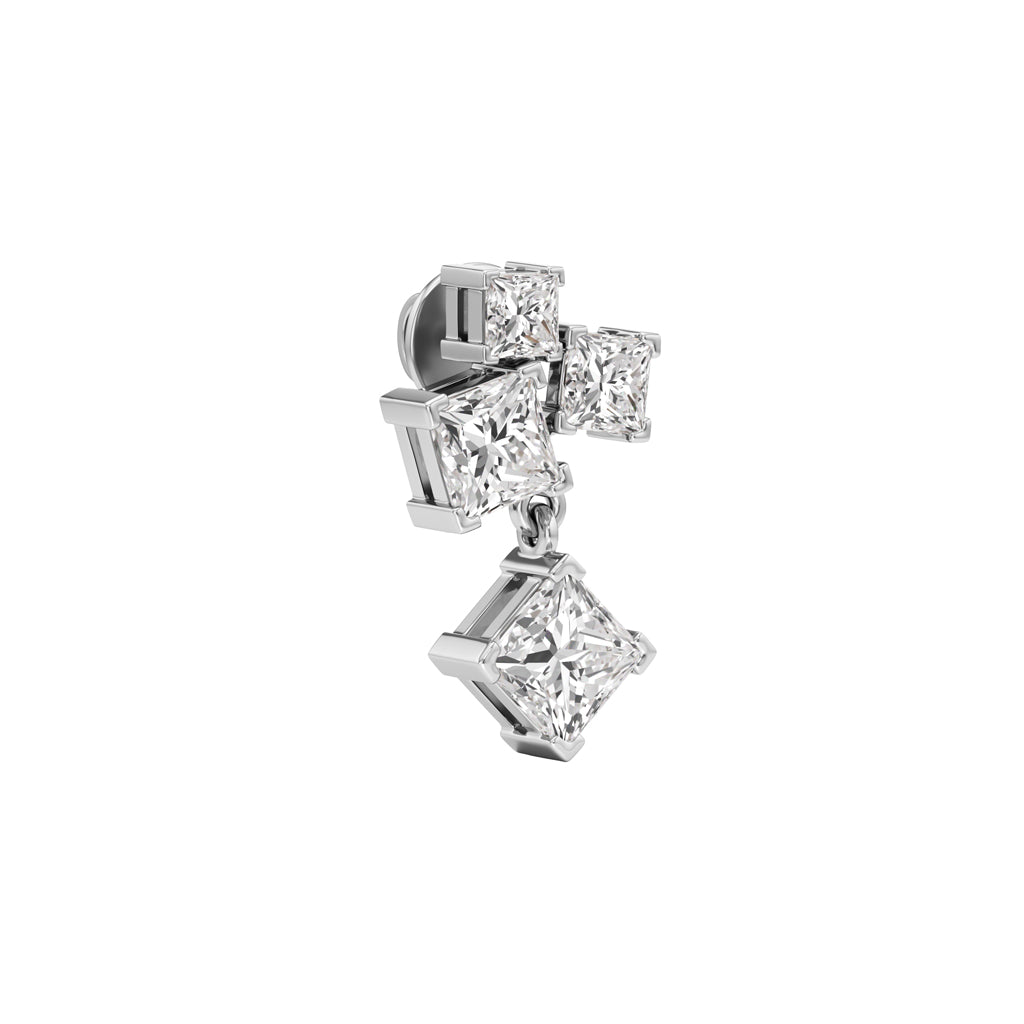 325Ct Princess Shape Fancy Studs Earrings