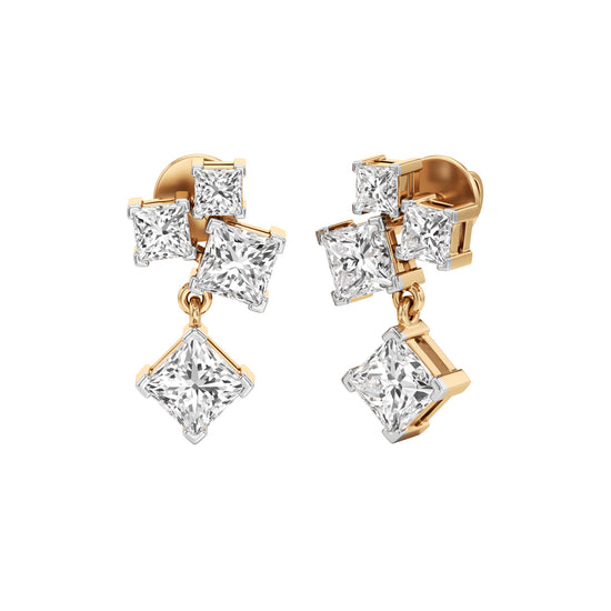 325Ct Princess Shape Fancy Studs Earrings