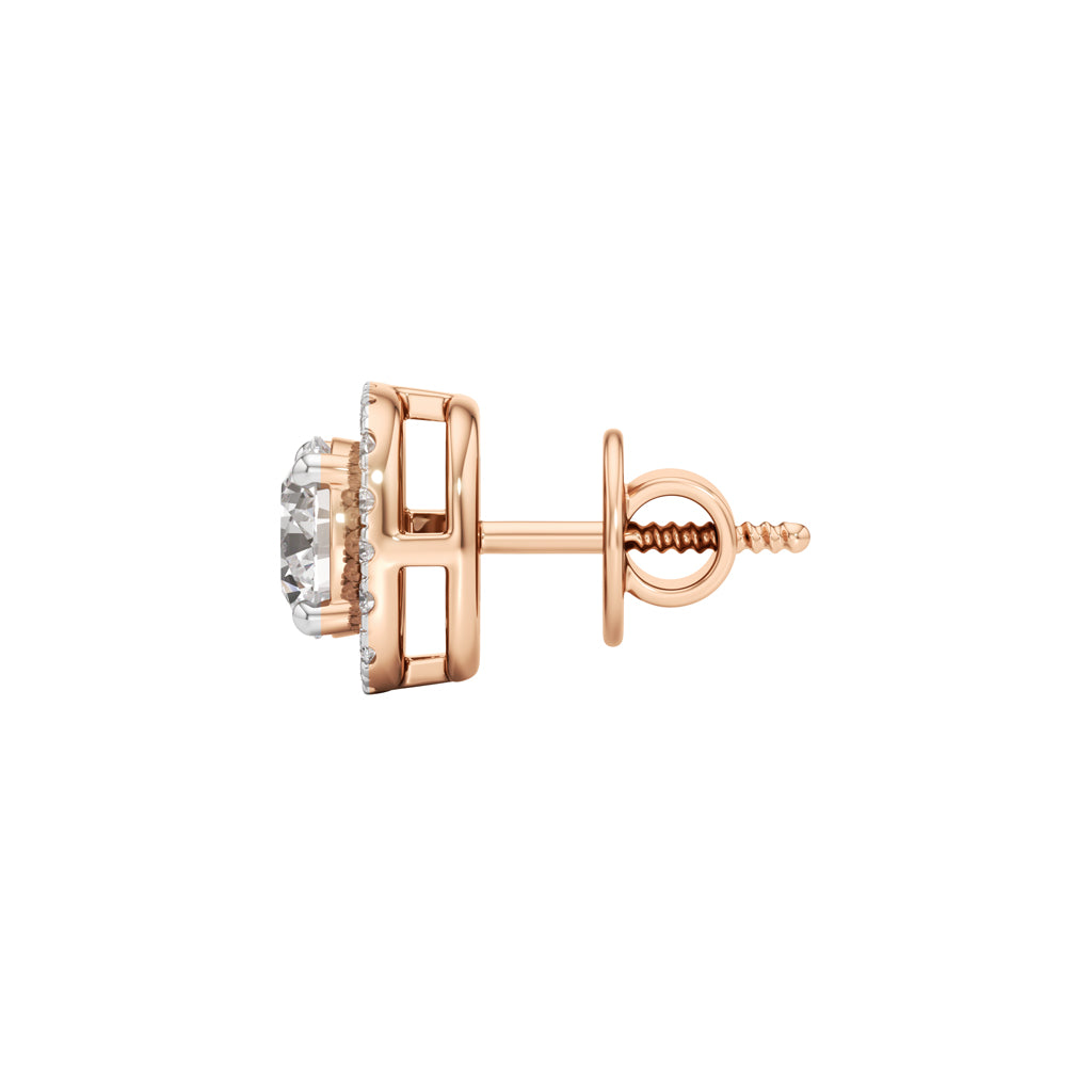 175Ct Round Shape Halo Studs Earrings
