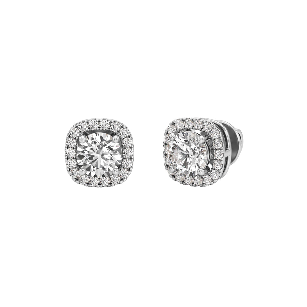 175Ct Round Shape Halo Studs Earrings