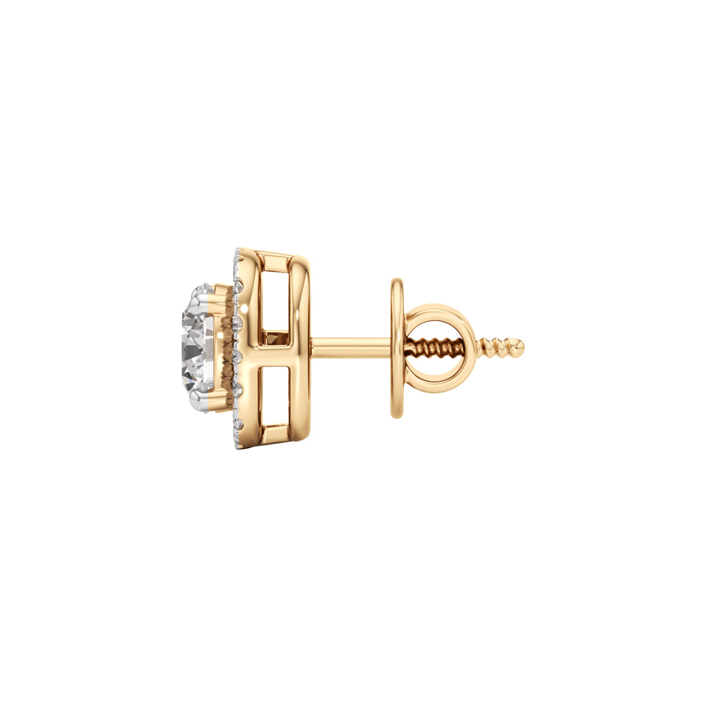 175Ct Round Shape Halo Studs Earrings