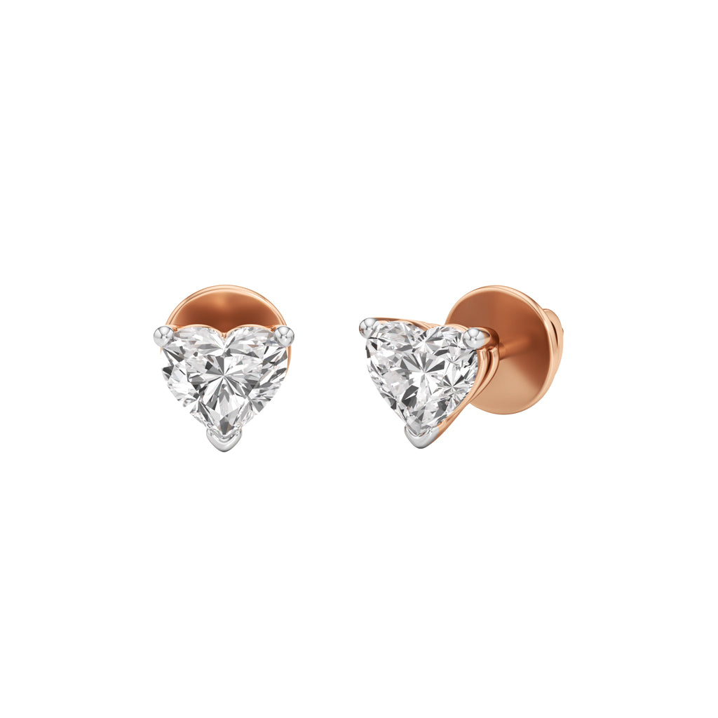 100Ct Heart Shape Solitaire Studs Earrings