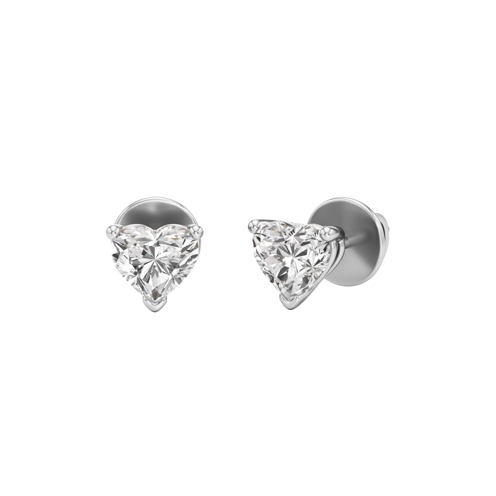 100Ct Heart Shape Solitaire Studs Earrings